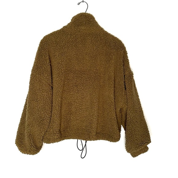 Urban Outfitters | Olive Green Willow Fuzzy Drawstring Teddy Jacket Size Medium - Picture 6 of 11